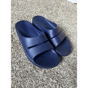 OOFOS OOahh Sport Flex Slide Recovery Sandals Navy Blue Womens Sz 7 Orthopedic